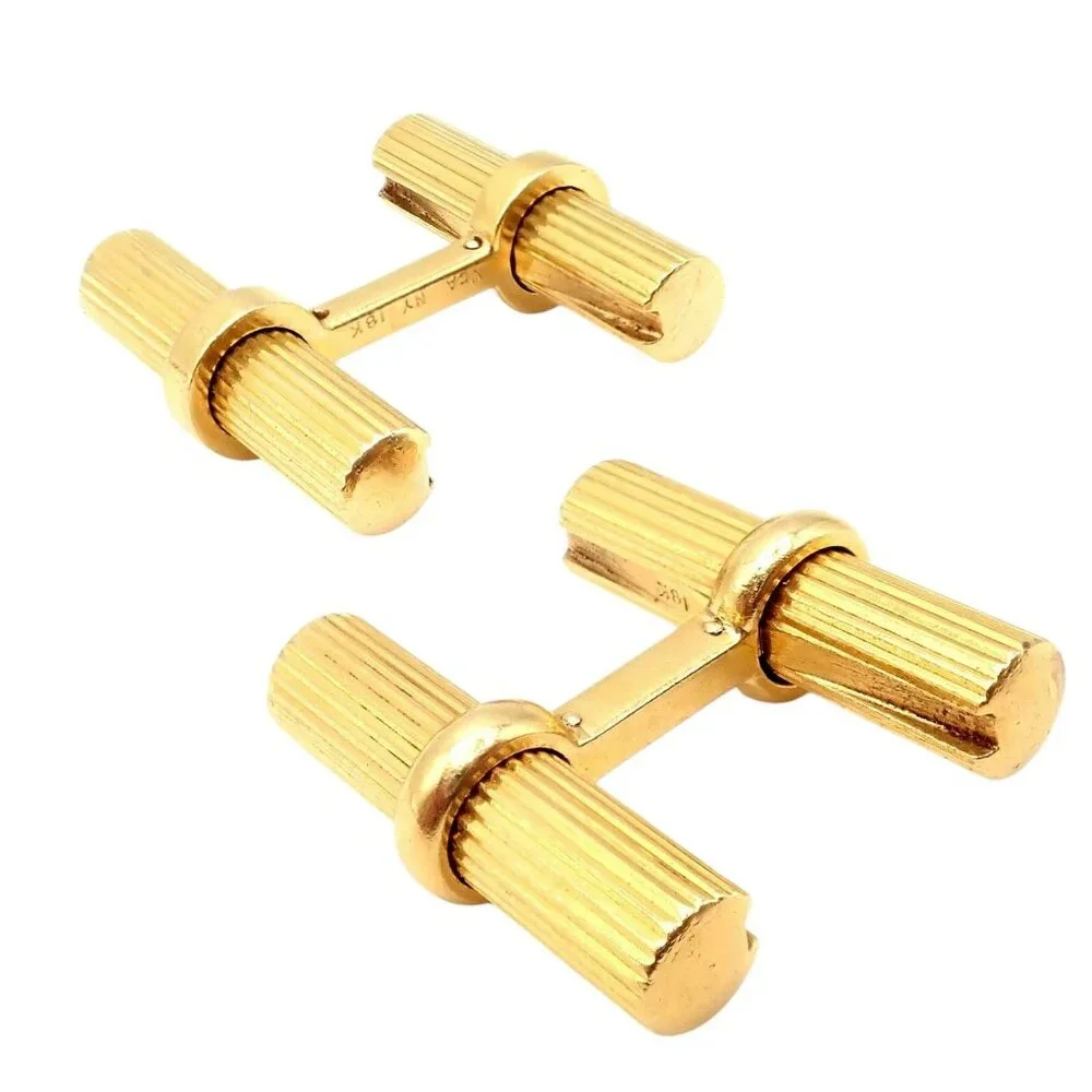 Vintage! Authentic Van Cleef & Arpels 18k Yellow Gold Bar Cufflinks